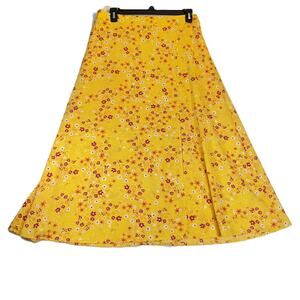 BCBGeneration 36"L Fit & Flare Midi Skirt Lrg 1/2 Lined Boho Retro Floral 60's
